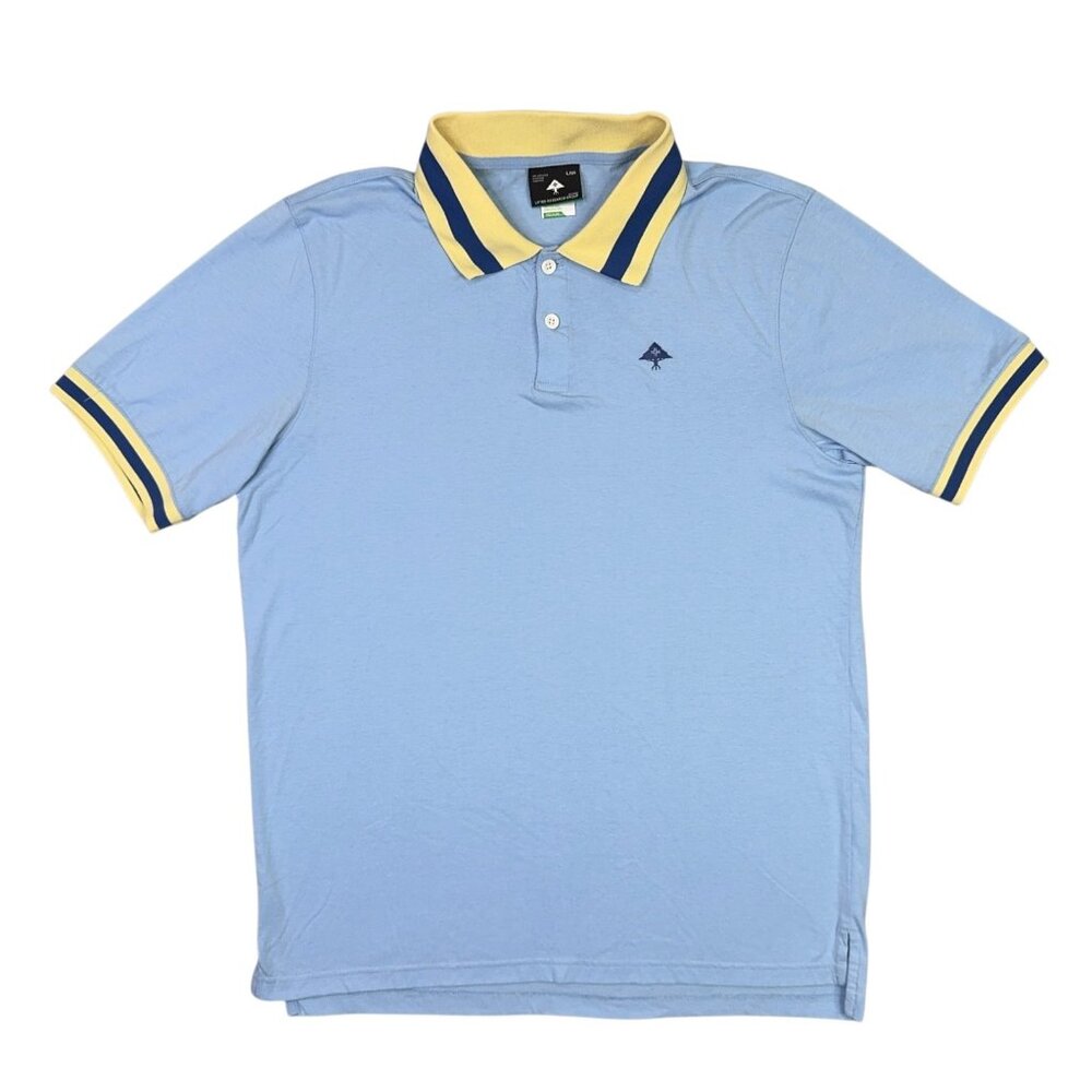 LRG Polo Shirt Mens M Light Blue Cream Short Sleeve Preppy Lifted Research Group